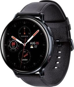 Samsung Galaxy Watch Active2 (Bluetooth) - 4GB - 40mm - Black Stainless Steel Case with Black Leather Leather Strap