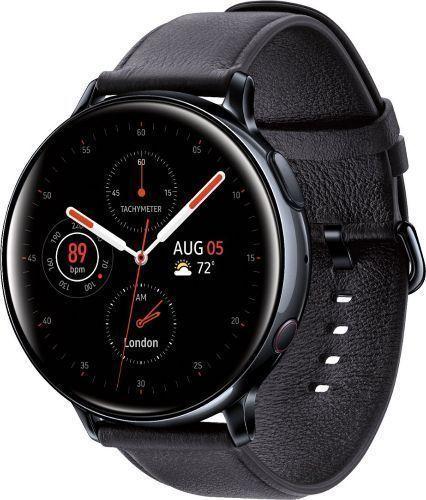 Samsung Galaxy Watch Active2 (Bluetooth) - 4GB - 40mm - Black Stainless Steel Case with Black Leather Leather Strap