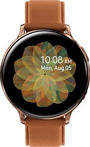 Samsung Galaxy Watch Active2 (Bluetooth + LTE) - 4GB - 40mm - Gold Stainless Steel Case with Brown Leather Leather Strap
