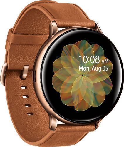 Samsung Galaxy Watch Active2 (Bluetooth + LTE) - 4GB - 40mm - Gold Stainless Steel Case with Brown Leather Leather Strap