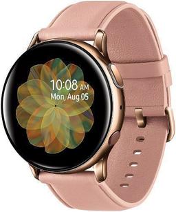 Samsung Galaxy Watch Active2 (Bluetooth + LTE) - 4GB - 40mm - Gold Stainless Steel Case with Pink Leather Leather Strap