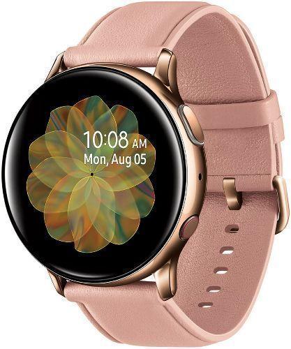 Samsung Galaxy Watch Active2 (Bluetooth + LTE) - 4GB - 40mm - Gold Stainless Steel Case with Pink Leather Leather Strap