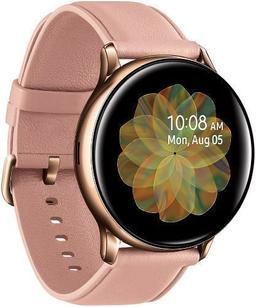 Samsung Galaxy Watch Active2 (Bluetooth + LTE) - 4GB - 40mm - Gold Stainless Steel Case with Pink Leather Leather Strap