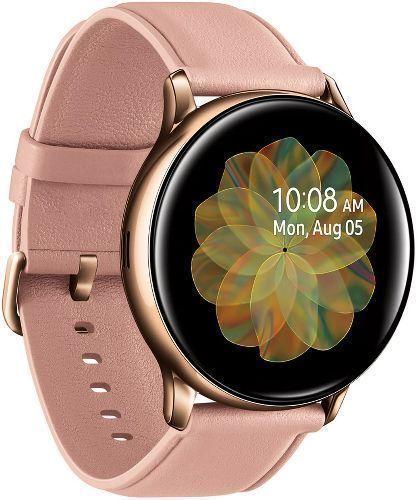 Samsung Galaxy Watch Active2 (Bluetooth + LTE) - 4GB - 40mm - Gold Stainless Steel Case with Pink Leather Leather Strap