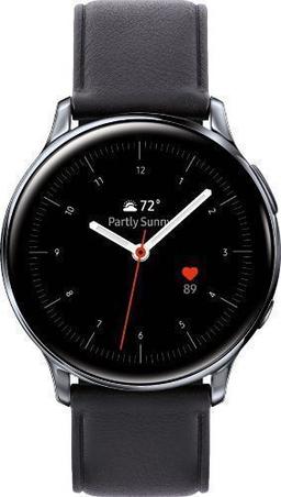 Samsung Galaxy Watch Active2 (Bluetooth + LTE) - 4GB - 44mm - Silver Stainless Steel Case with Black Leather Leather Strap