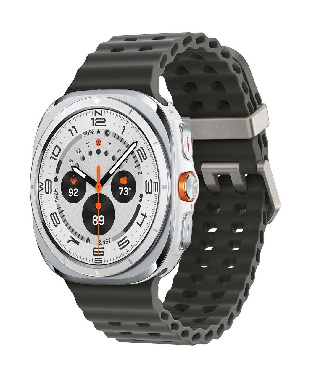 Galaxy Watch Ultra (2024) (Bluetooth + LTE) - 32GB - 47mm - Titanium White Titanium Case with Black Silicone Marine Band