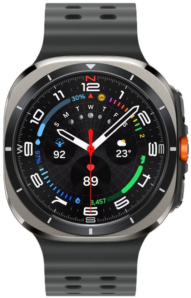 Galaxy Watch Ultra (2025) (Bluetooth + LTE) - 64GB - 47mm - Titanium Silver Titanium Case with Dark Gray Hydrogenated Nitrile Butadiene Rubber Marine Band - S/M/L Size