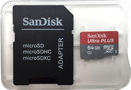 SanDisk Ultra PLUS 64GB Memory Card - Red/Grey