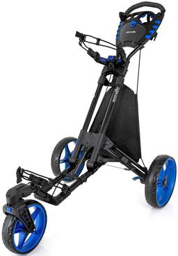 SereneLife Foldable 3-Wheel Golf Push Cart - Blue