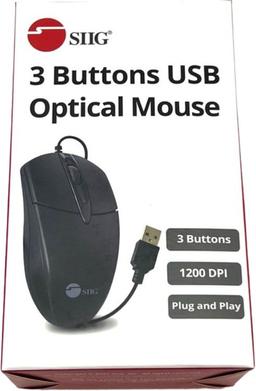 SIIG 3 Buttons USB Optical Mouse - Black