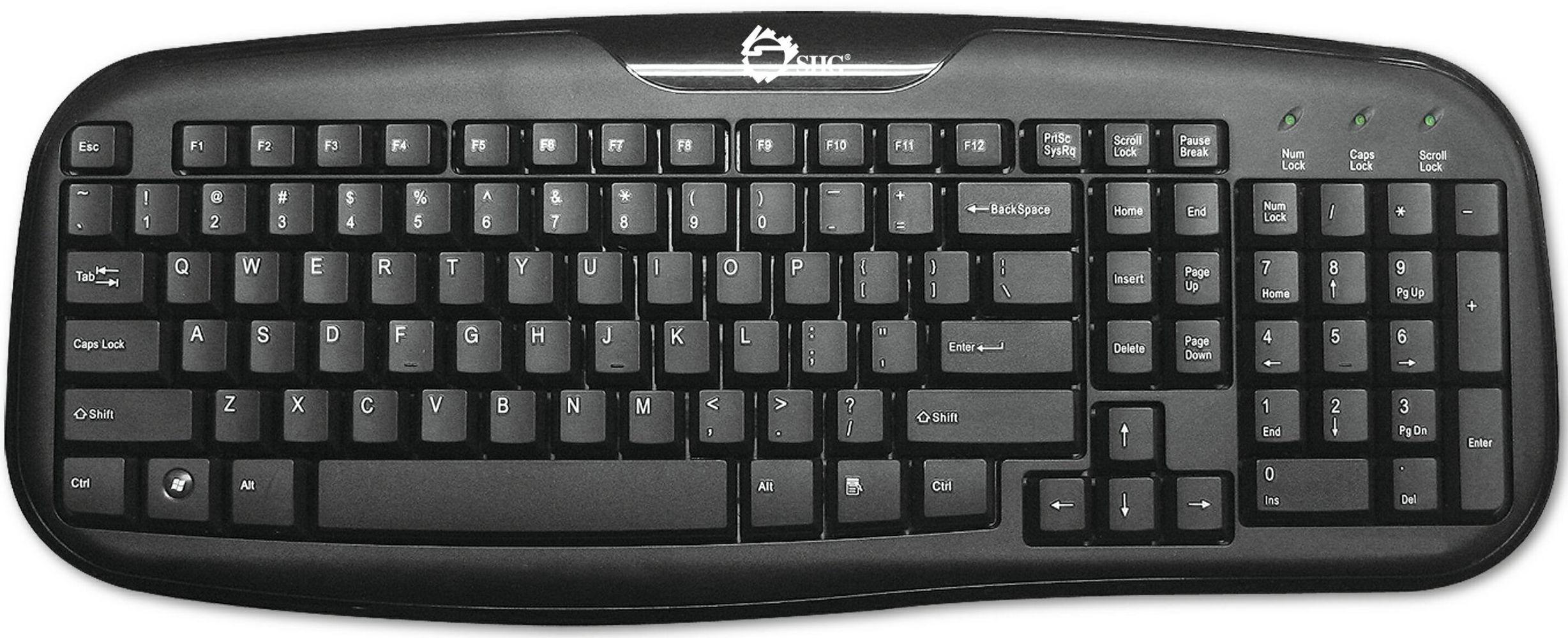 SIIG  JK-US0012-S1 USB Wired 103 Keyboard - Black - Excellent