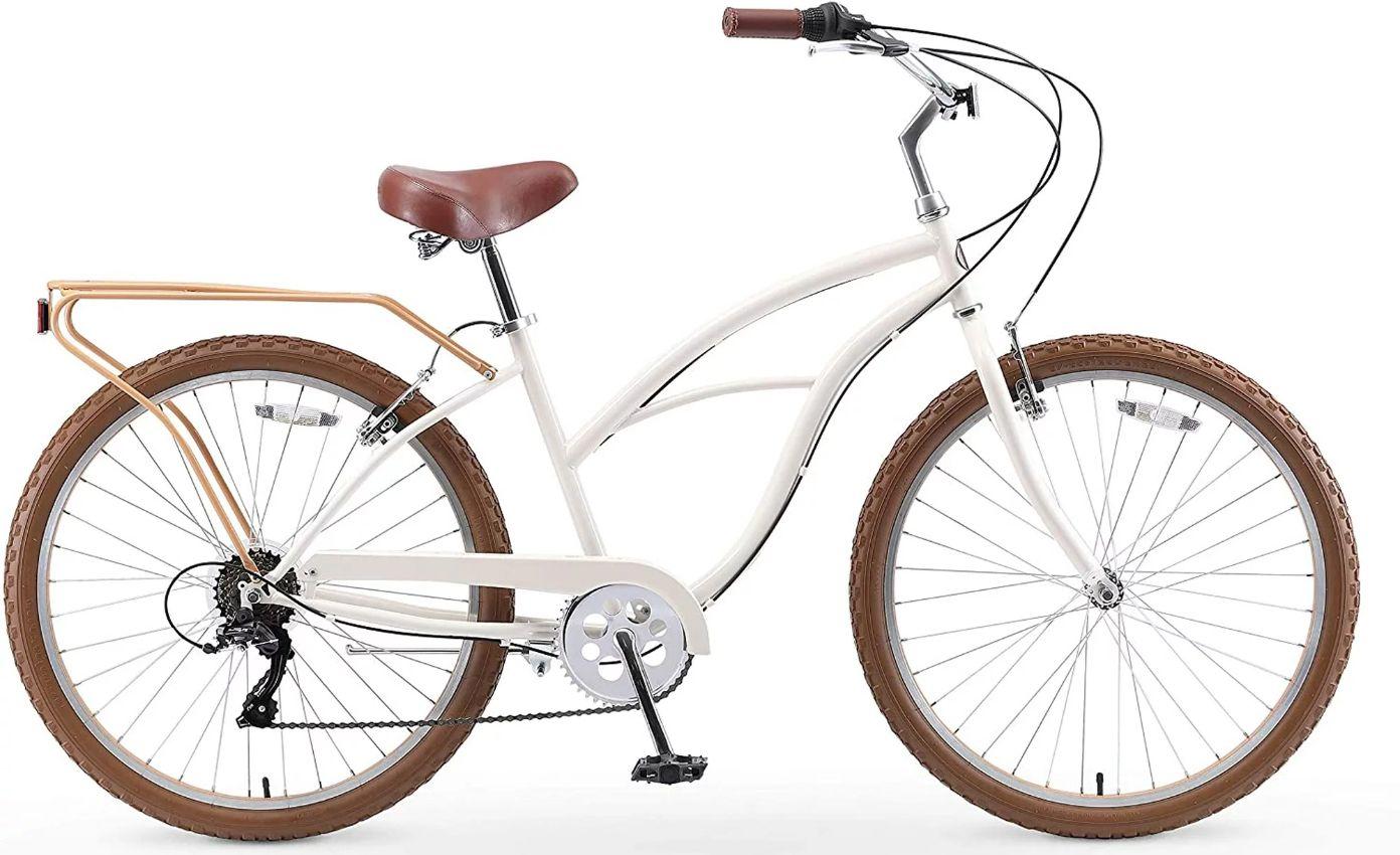 Sixthreezero  Around Block Women's 7-Speed Beach Cruiser Bicycle 26" - Cream Coffee - Excellent