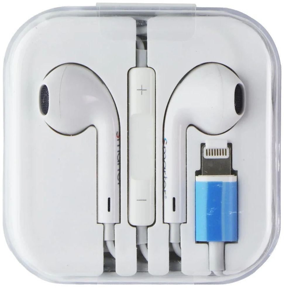 Smarter  Wired Lightning 8-Pin Headphones - White - Brand New