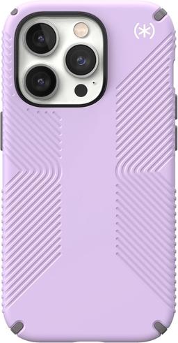 Speck Presidio2 Grip Phone Case for iPhone 14 Pro - Spring Purple/Cloudy Grey/White