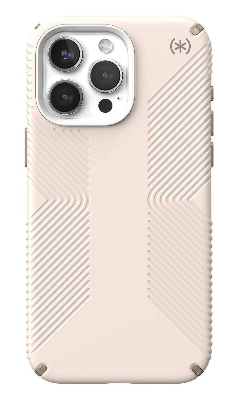 Speck Presidio2 Grip Phone Case for iPhone 15 Pro Max - Bleached Bone/Heirloom Gold