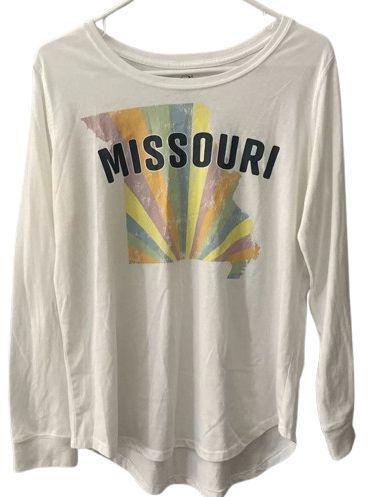 State of Mine  Long Sleeve Top - White (Missouri) - M - New With Tags