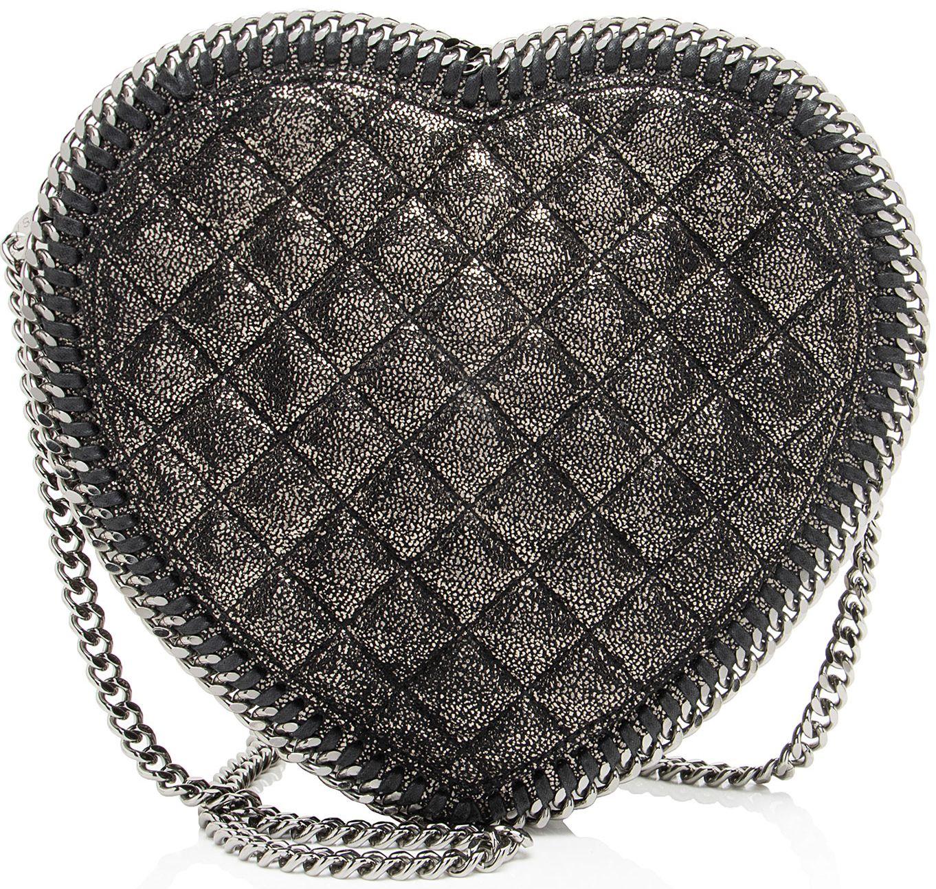Stella McCartney  Falabella Heart Crossbody - Black - Metallic Faux Leather - Excellent