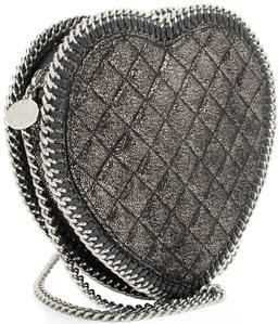 Stella McCartney Falabella Heart Crossbody - Metallic Faux Leather - Black