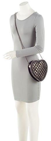 Stella McCartney Falabella Heart Crossbody - Metallic Faux Leather - Black