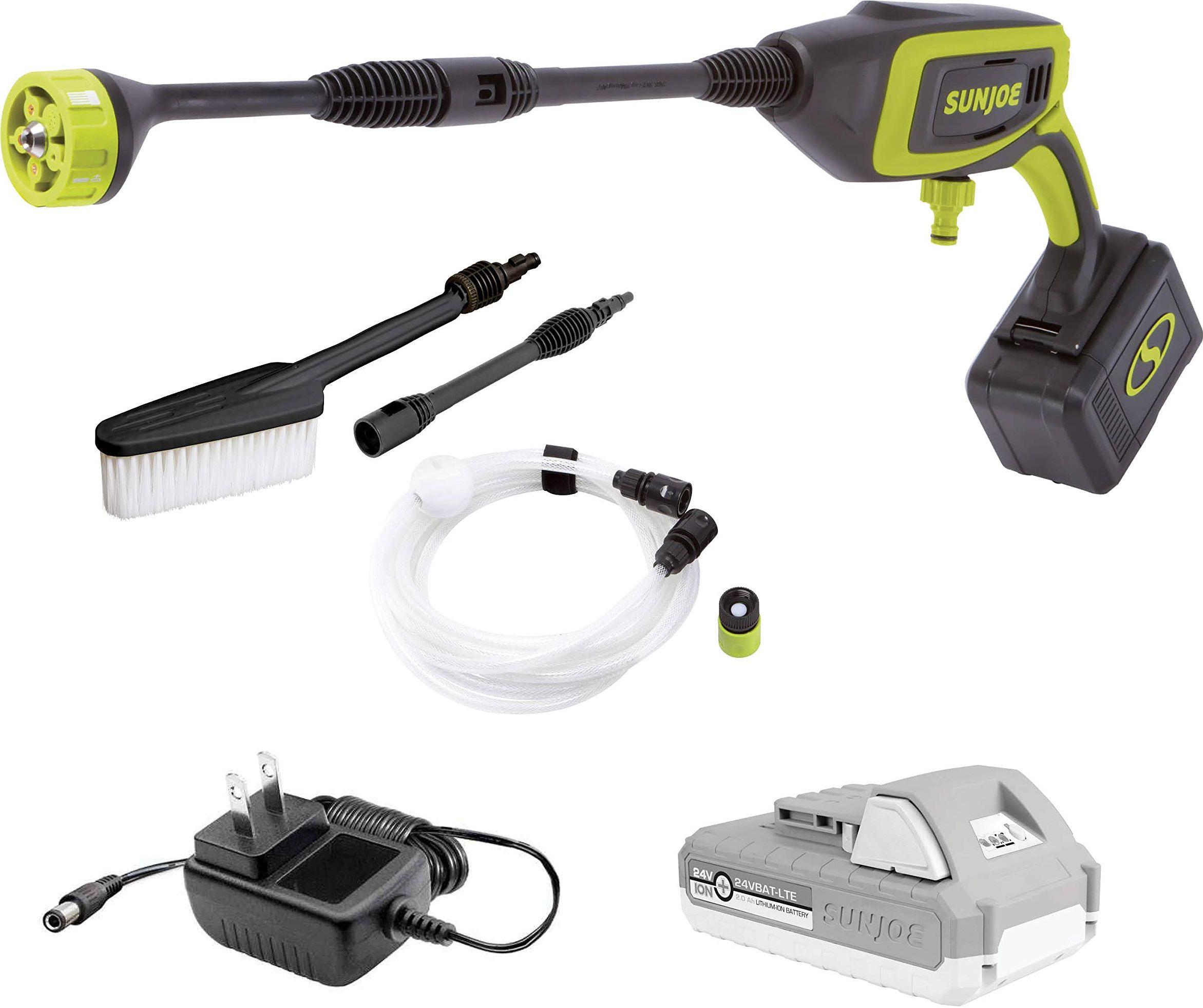 Sun Joe  24V-PP350-LTE 24-Volt iON+ Power Cleaner Kit Includes Siphon Hose | Utility Brush | Battery and Charger  - Green - Excellent