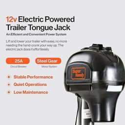 SuperHandy GUT045 Electric A-Frame Trailer Jack - Black