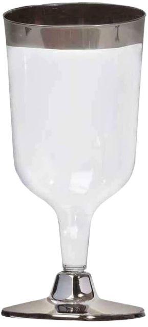 Tableluxe  25 Premium Plastic Wine Glasses (6oz) - Silver/Clear - Brand New