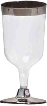 Tableluxe 25 Premium Plastic Wine Glasses (6oz) - Silver/Clear