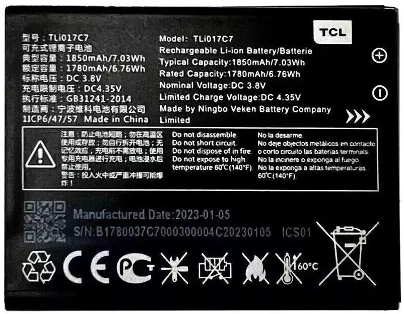 TCL  Flip Pro 1780 mAh Battery TLi017C7 - Black - Brand New