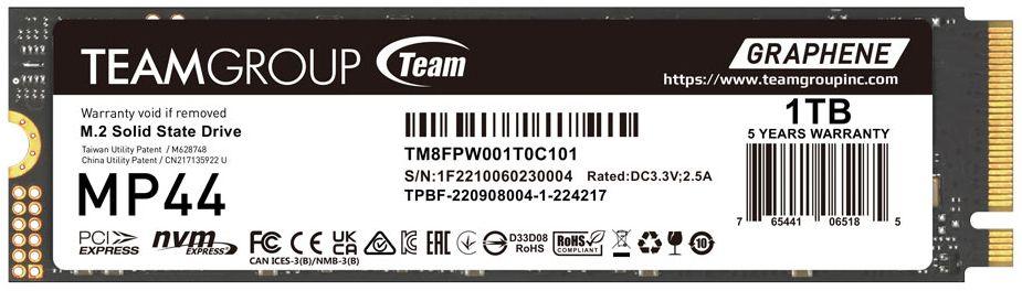 Team Group Elite MP44 M.2 PCIe 4.0 SSD - 1TB - Black