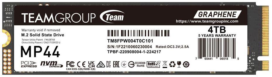 Team Group Elite MP44 M.2 PCIe 4.0 SSD - 1TB - Black
