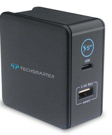 Techsmarter  57W Dual USB C PD Wall Charger - Black - Brand New