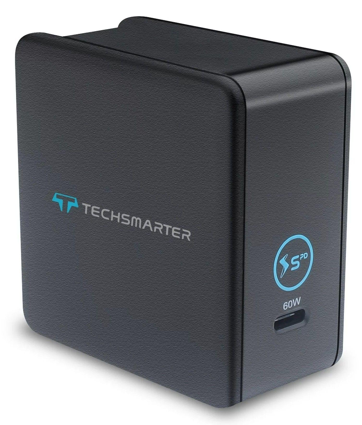 Techsmarter  60W USB-C PD Compact Travel Wall Charger - Black - Brand New
