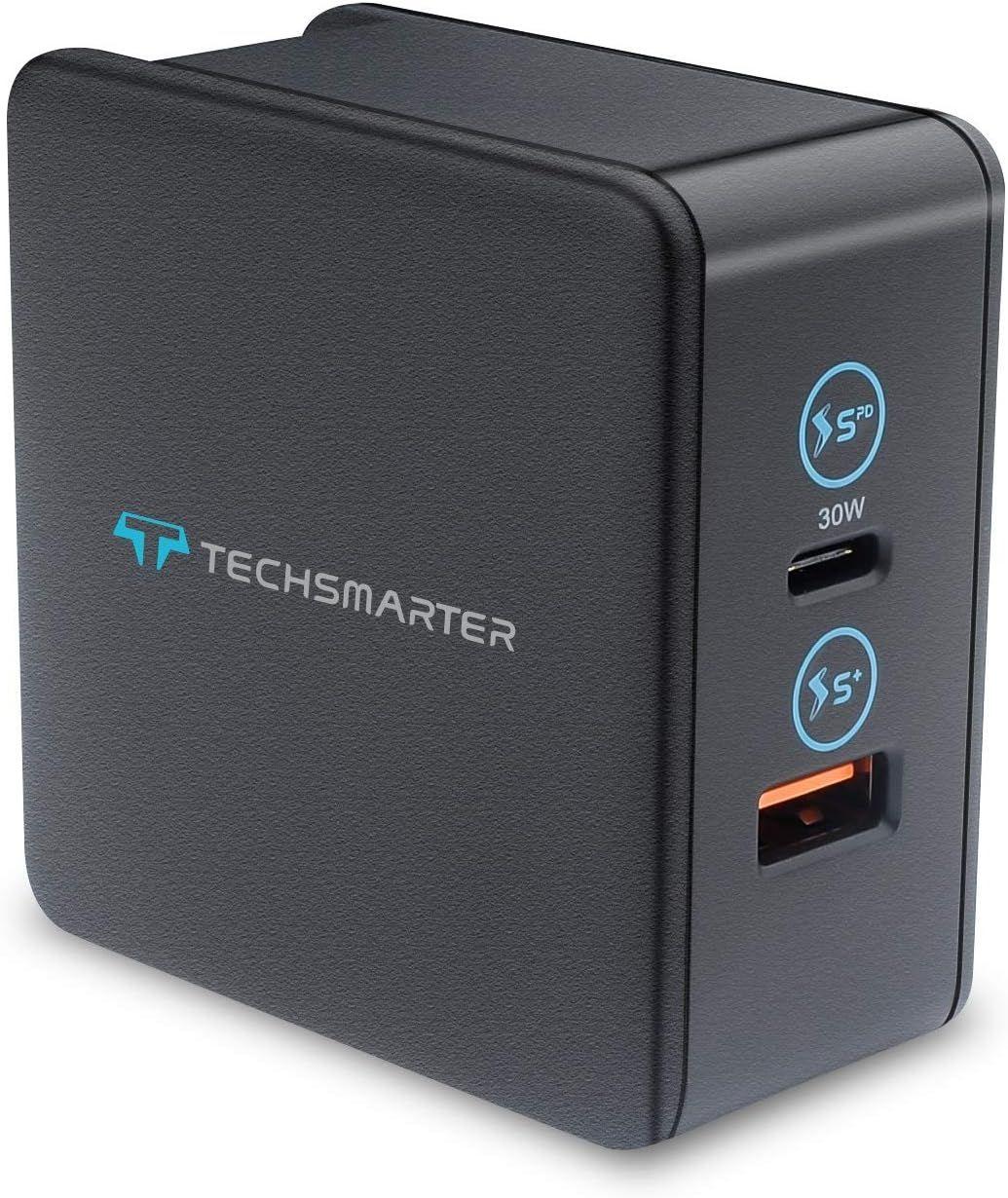 Techsmarter  TSPort 48W Dual USB-C PD Wall Charger - Black - Brand New