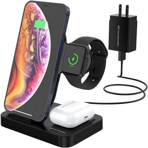 Techsmarter  TSWireless 3-in-1 Charging Station - Black - Premium