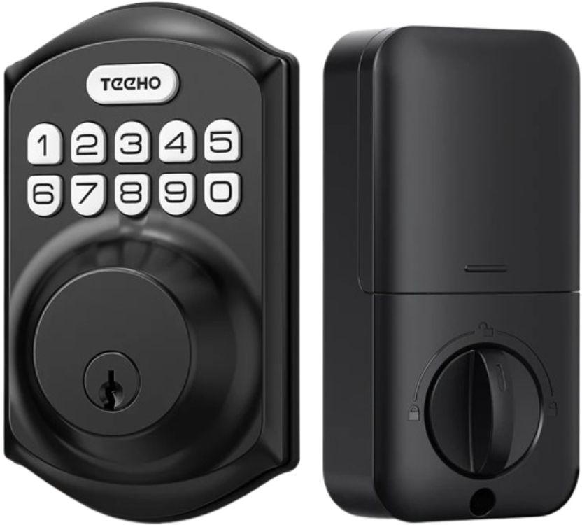 TEEHO  TE001 Keyless Entry Door Lock Keypad Deadbolt - Matte Black - Excellent