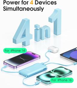 TG90° Z53 10000mAh 4-Port Power Bank - Blue