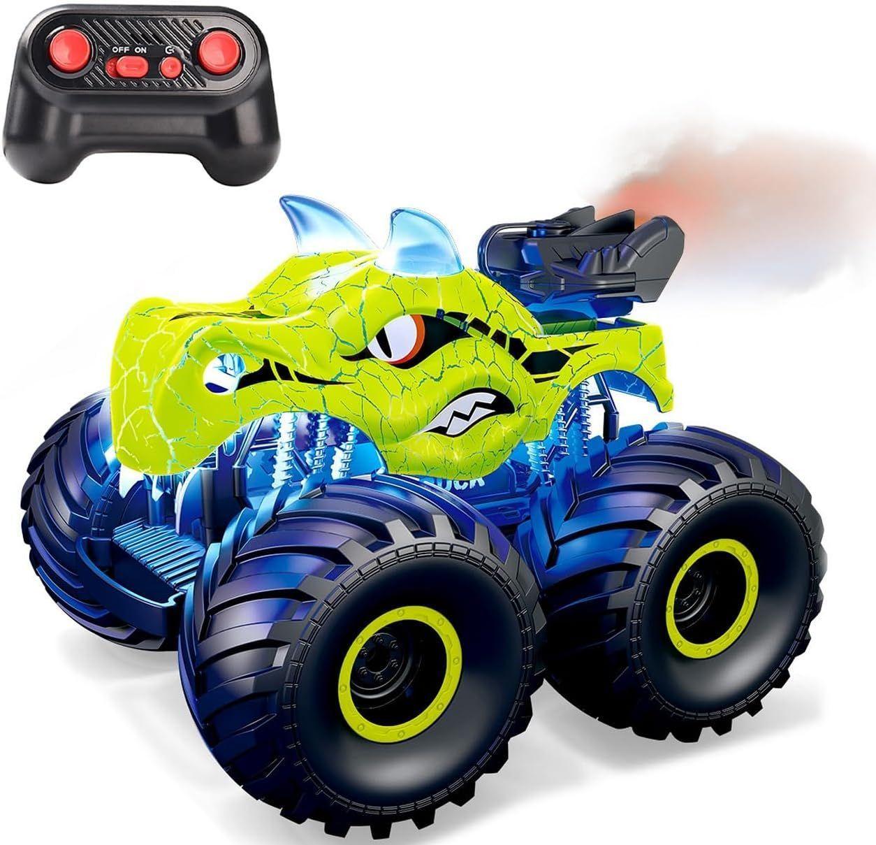Threeking  1:18 Dinosaur RC Car Remote Control Car - Green - Excellent