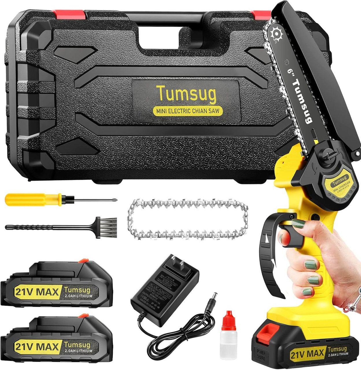 Tobyson  6" 21V Electric Mini Chainsaw  - Yellow/Black - Excellent