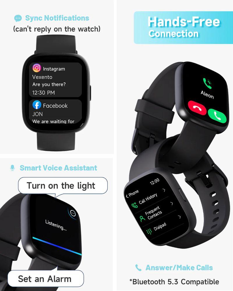 TOOBUR IDW26 Smartwatch - 46mm - Black Plastic Case with Black Silicone Silicone Band