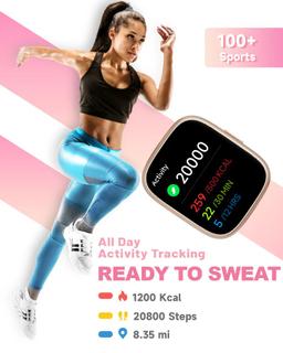 TOOBUR IDW26 Smartwatch - 46mm - Rose Gold Plastic Case with Pink Silicone Silicone Band