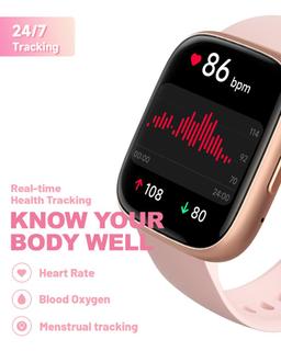 TOOBUR IDW26 Smartwatch - 46mm - Rose Gold Plastic Case with Pink Silicone Silicone Band