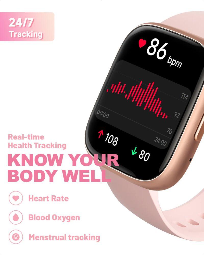 TOOBUR IDW26 Smartwatch - 46mm - Rose Gold Plastic Case with Pink Silicone Silicone Band