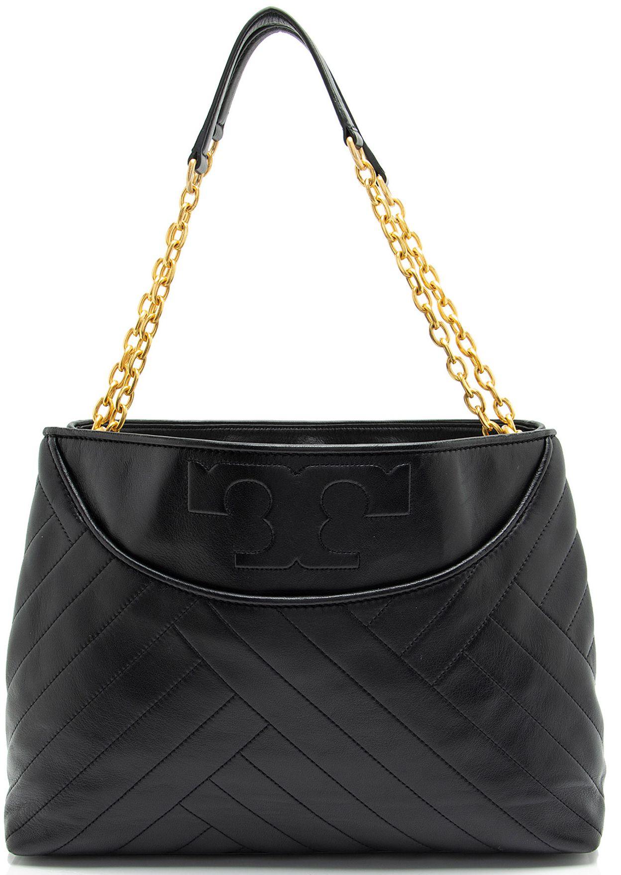 Tory Burch  Chevron Leather Alexa Stitch Tote - Black - Leather - Excellent