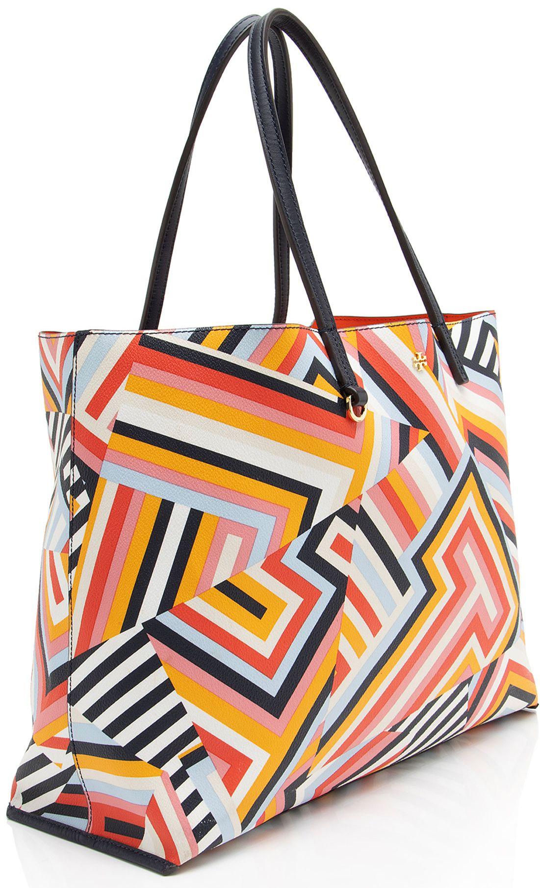 Tory Burch Coated Canvas T Print Tote - Coated Canvas - Black/Multi/White