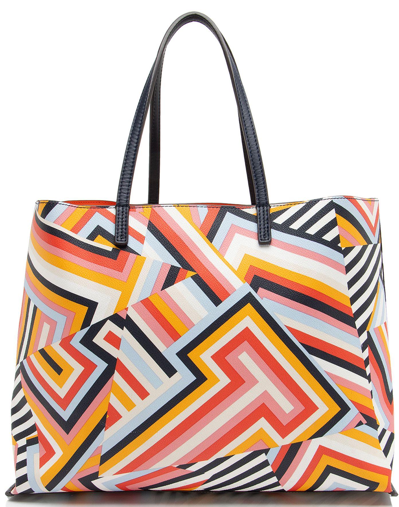 Tory Burch Coated Canvas T Print Tote - Coated Canvas - Black/Multi/White