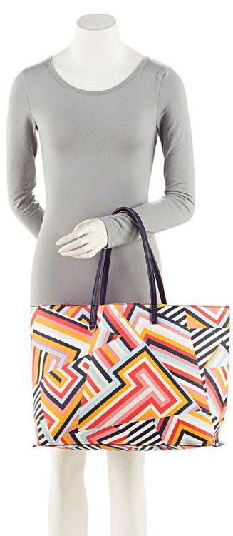 Tory Burch Coated Canvas T Print Tote - Coated Canvas - Black/Multi/White