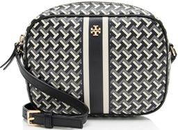 Tory Burch Coated Canvas T Zag Camera Bag - Coated Canvas - Black/Grey/White