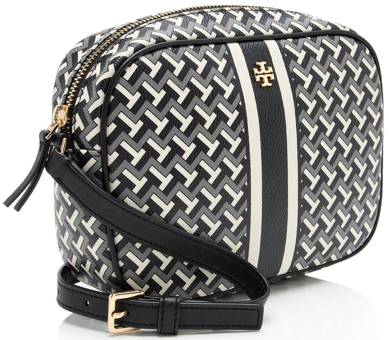Tory Burch Coated Canvas T Zag Camera Bag - Coated Canvas - Black/Grey/White