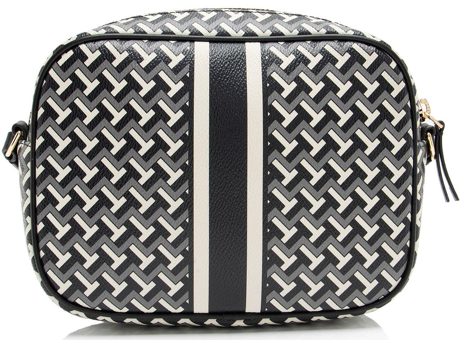 Tory Burch Coated Canvas T Zag Camera Bag - Coated Canvas - Black/Grey/White