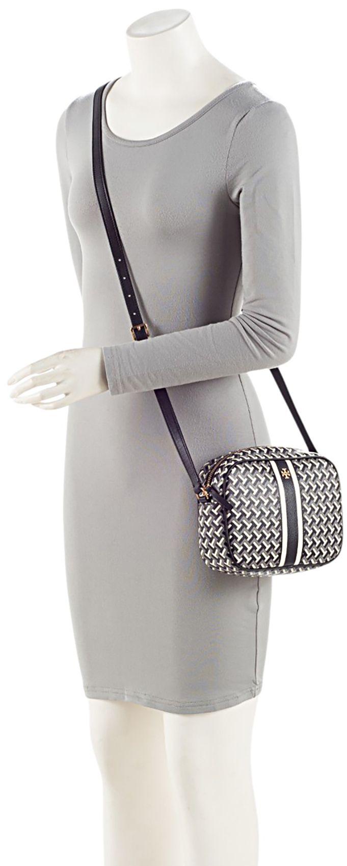 Tory Burch Coated Canvas T Zag Camera Bag - Coated Canvas - Black/Grey/White